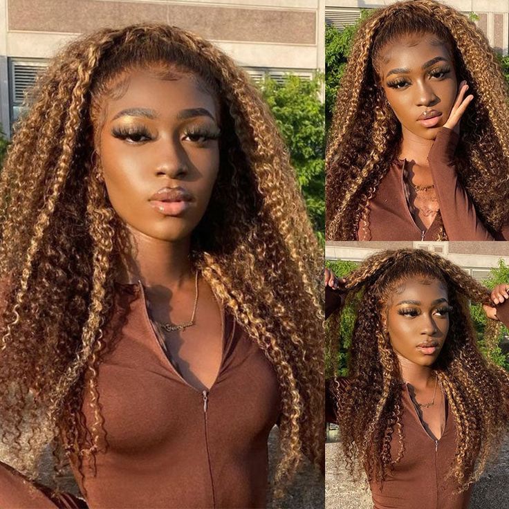 13x4 Lace Pre-Cut Highlight Piano Colored Jerry Curly Upgrade Lace Front Glueless Human Hair Wigs
