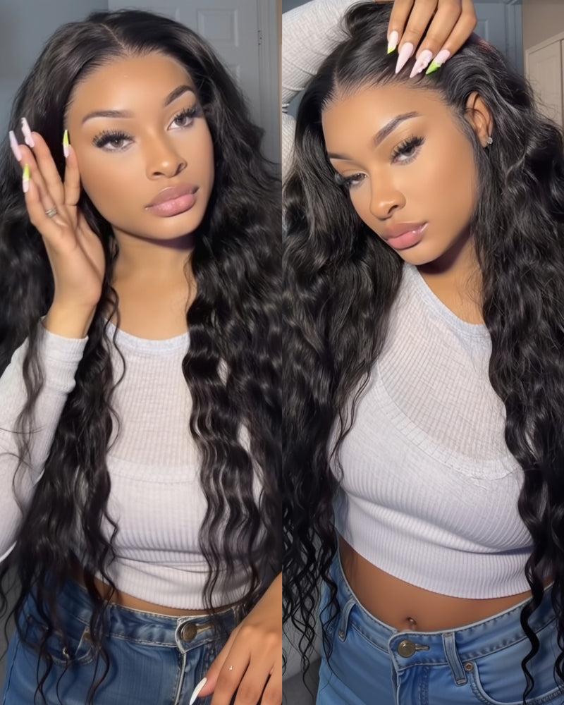 Arabella 13x6 Three-Go™ Glueless Deep Wave With Drawstring Natural Black 100% Human Hair Wig