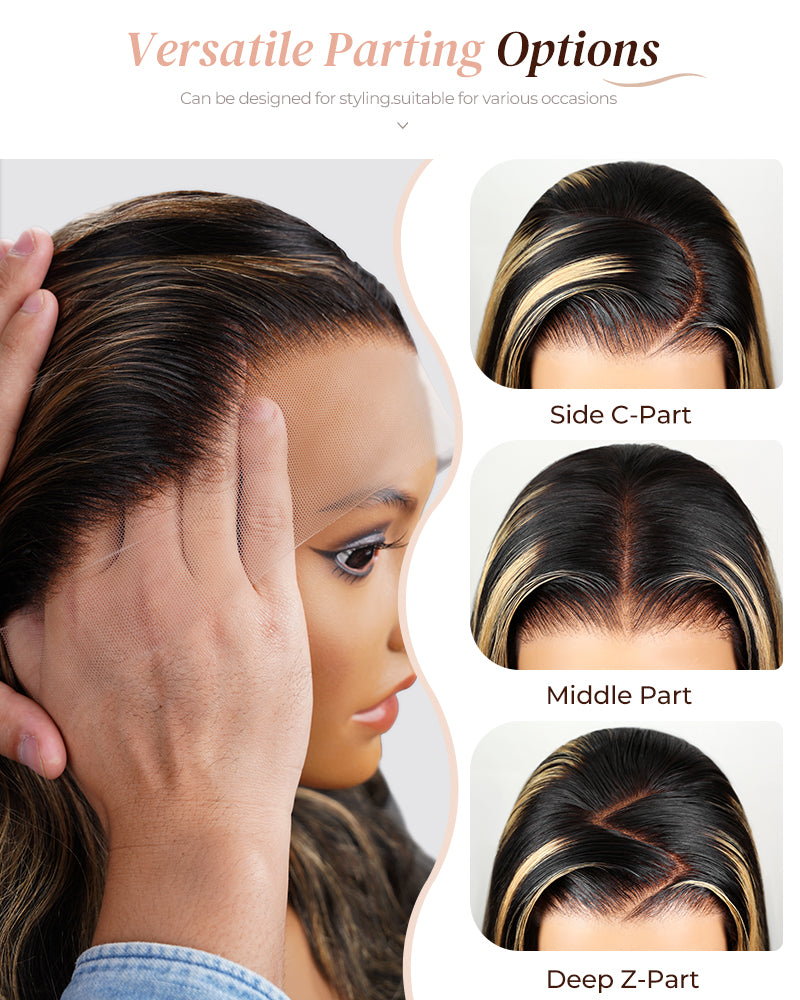 Balayage Highlight Color Body Wave 6x5/13x4 Lace Front Human Hair Wig Free Part