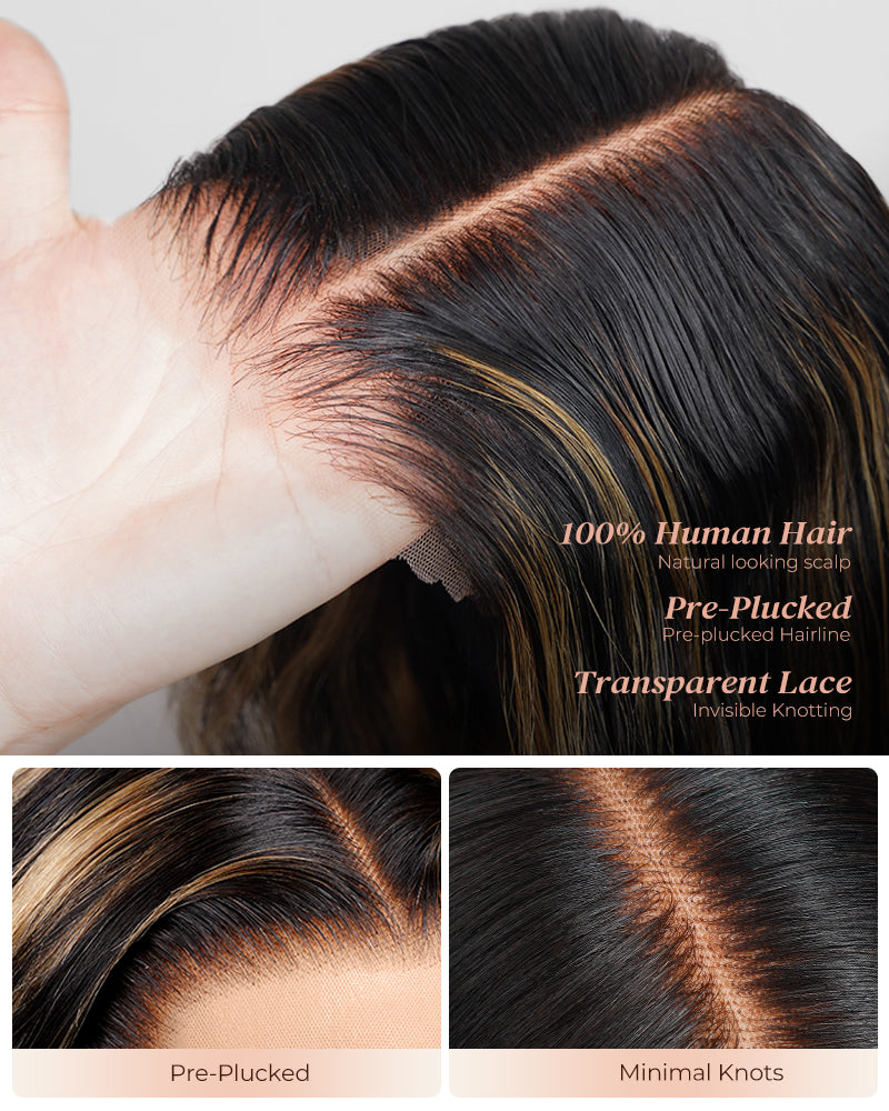 Balayage Highlight Color Body Wave 6x5/13x4 Lace Front Human Hair Wig Free Part