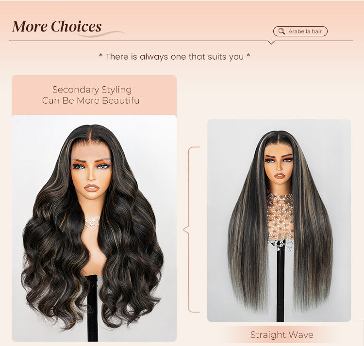 Straight and Wavy Gold Highlight Wig