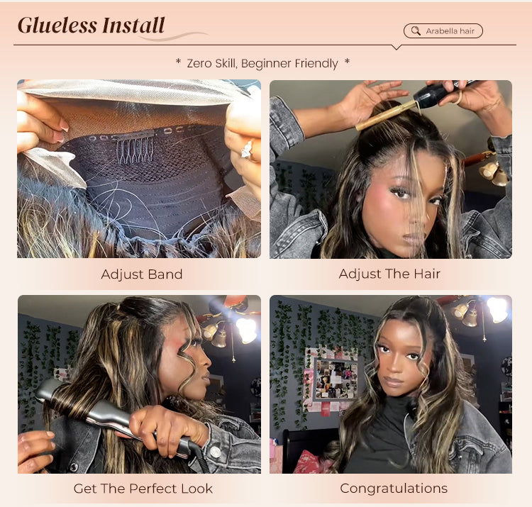 Steps to Install Gold Highlight Wig