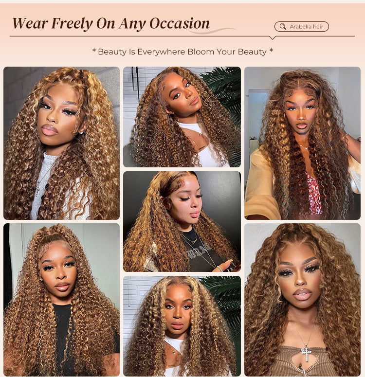 Poster Showing Brown Water Wave Wig Suitable for Any Occasion