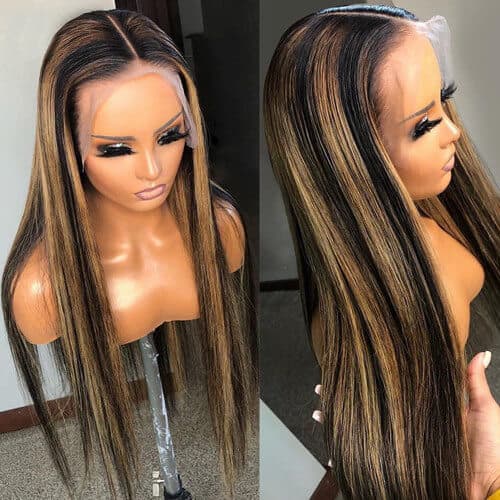 32" 13*4 Lace Front Wig Balayage Highlight Hair Cololor HD Transparent Lace Wig - arabellahair.com