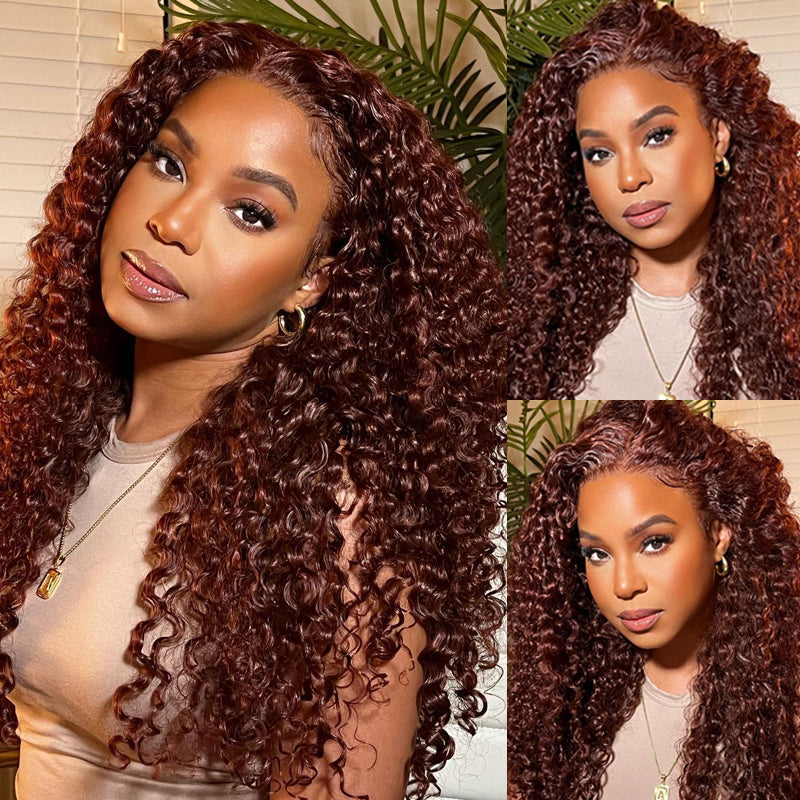 Human hair wig Curly Auburn Reddish Color Wig Copper