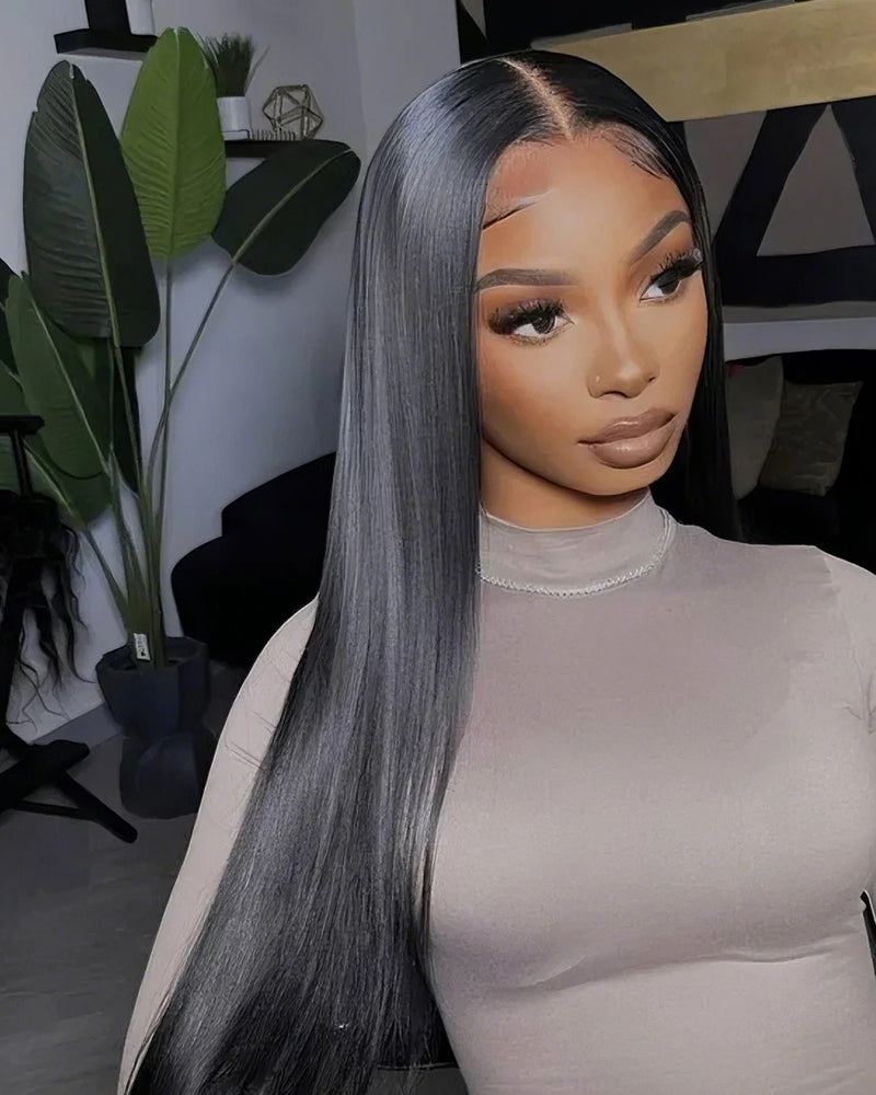 Arabella 【30" Super Sale】 6x5 invisible knots Glueless Natural Black Body Wave/Silky Straight Wig Pre-cut Lace