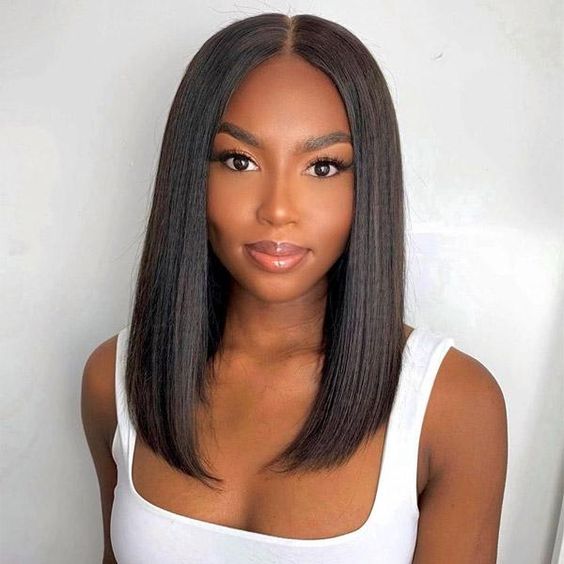 [15A] T Part Lace Frontal Double Drawn Bob Wig - Human Hair Wig With Middle Part