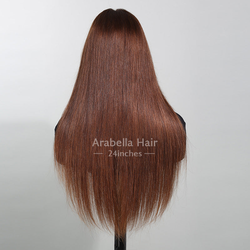 3x2 Lace Chestnut Dark Brown Color Wig Straight With Bangs