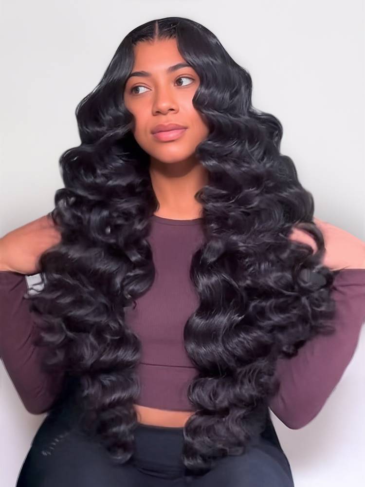 Arabella 360 Full Lace Glueless Loose Deep Wave Wig Invisi Drawstring Natural Black Pull & Go