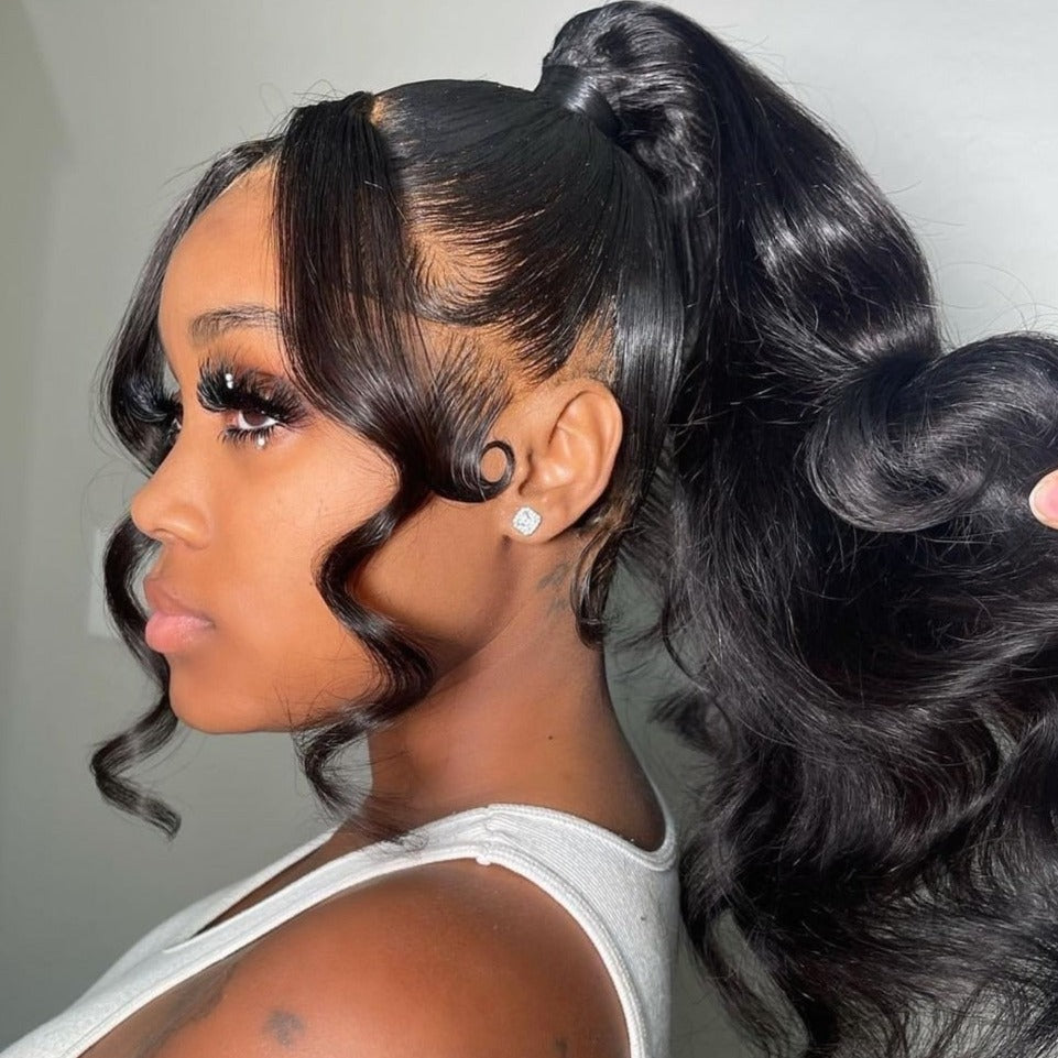 360 Full Lace Frontal 180% Density Body Wave Free Part Frontal Human Hair Wigs With Baby Hair Breathable Natual Black - arabellahair.com