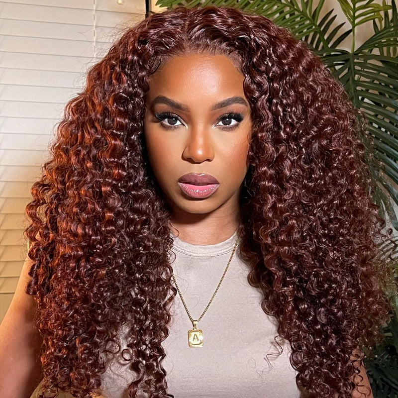 Human hair wig Curly Auburn Reddish Color Wig Copper