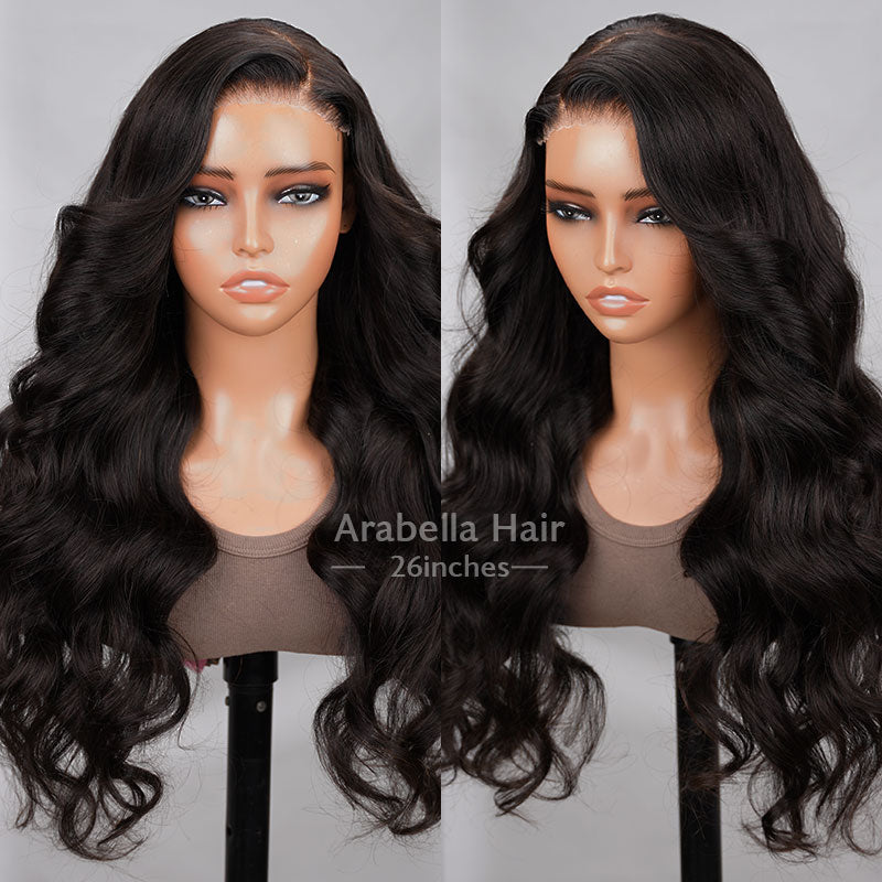 5x5 Pre-Cut Lace Closure Wigs Real Glueless Wig Body Wave Pre-Plucked/Pre-Bleached Natual Black Human Hair Wig