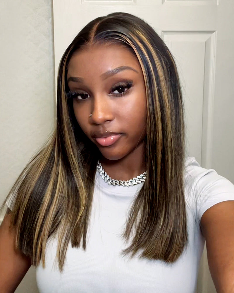 Arabella $79 Final Deal Price Varied Lace Natural Black/Balayage Highlight Straight/Curly Wig