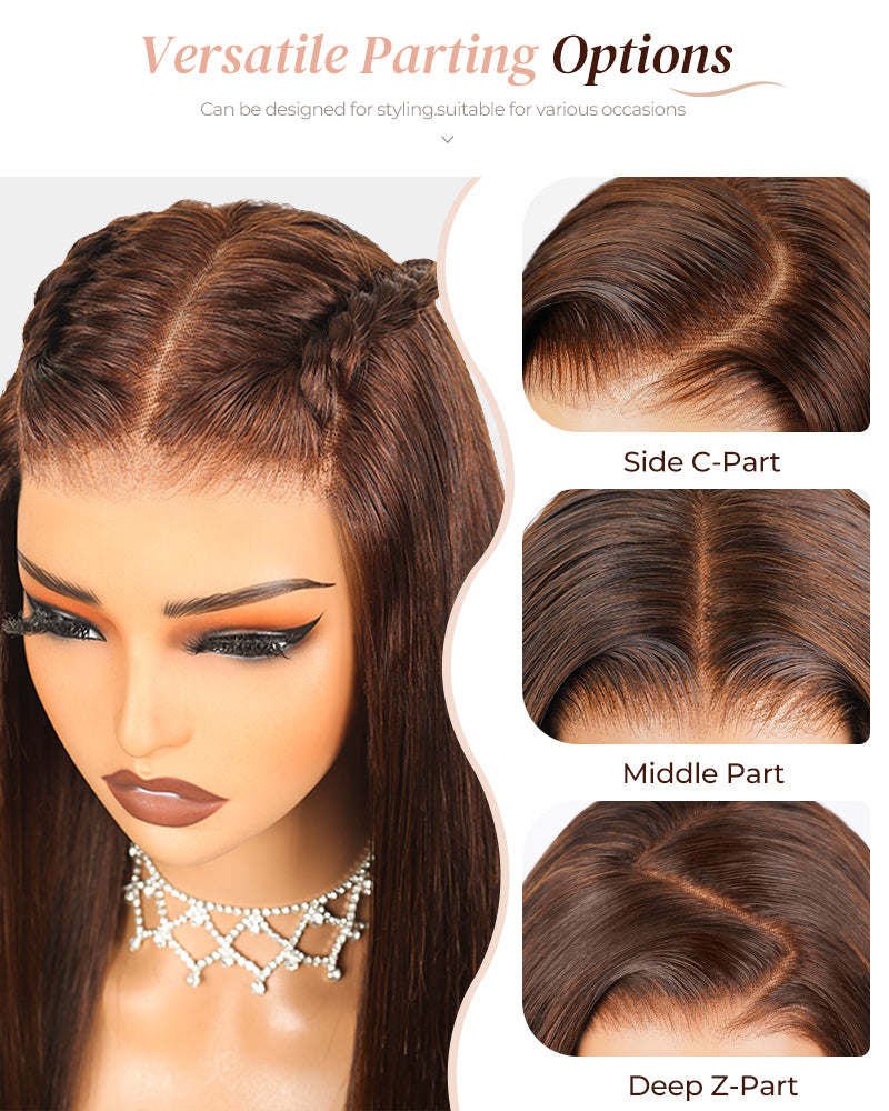 Arabella 6x5/13x4 Lace Glueless Chocolate Brown Straight Wig Pre-cut Lace Beginner Friendly