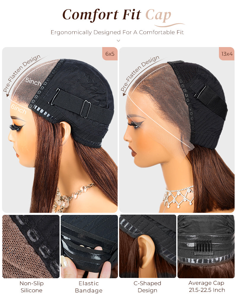 Arabella 6x5/6x6/13x4 Lace Chocolate Brown Wig Body Wave Wig Pre-cut Lace Beginner Friendly