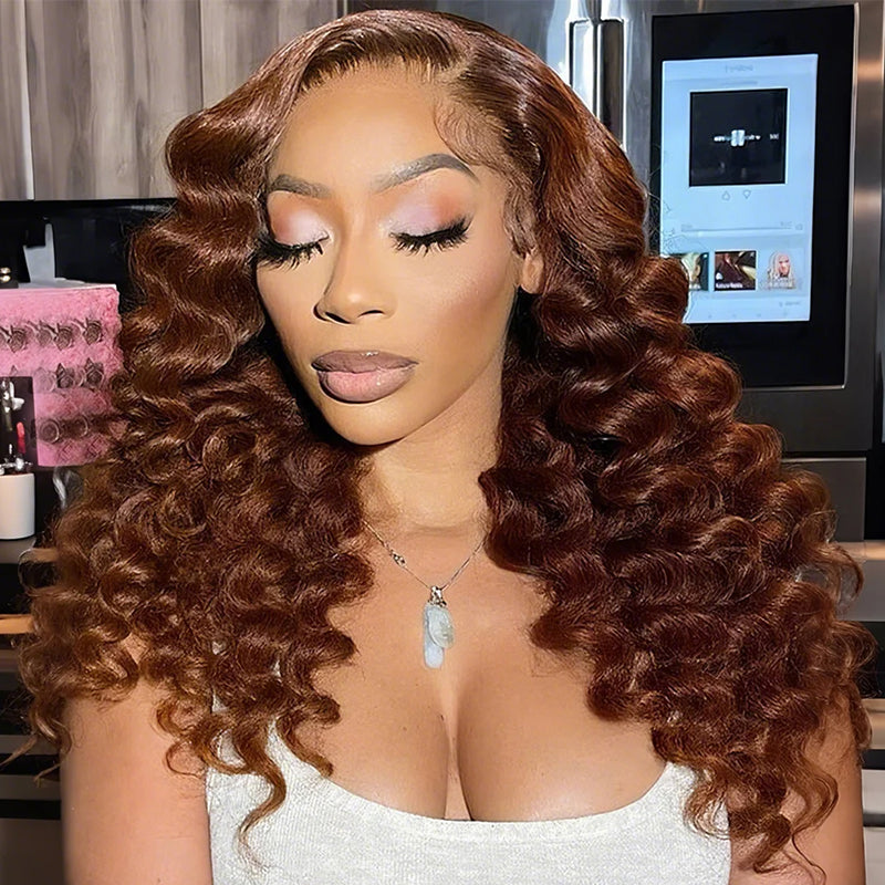 【$299 = 2 WIGS】Arabella 6x5 Lace Glueless Chocolate Brown Loose Deep Wave Wig Invisible Knots Realistic Hairline