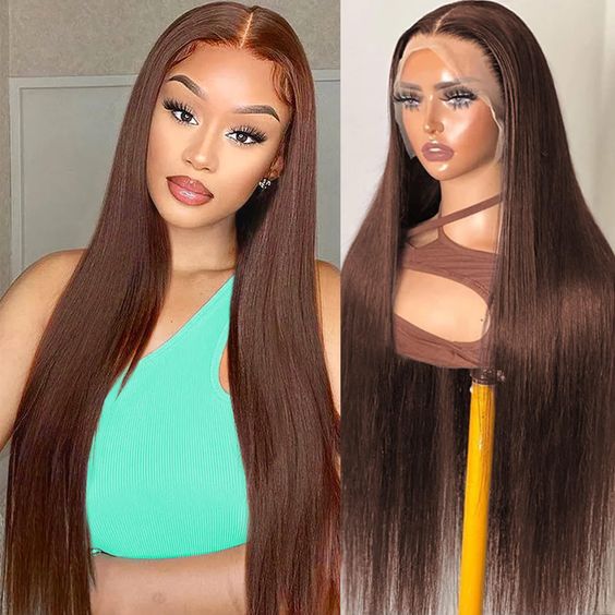 Arabella 13x4 Frontal Lace Chocolate Brown Straight Wig Pre-cut Lace Realistic Hairline
