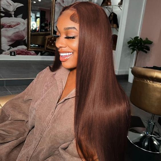 【$299 = 2 WIGS】Arabella 13x4 Frontal Lace Chocolate Brown Straight Wig Pre-cut Lace Realistic Hairline