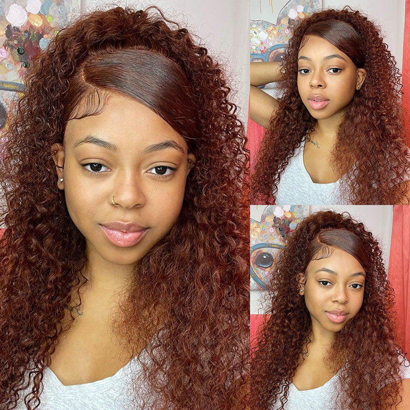 Human hair wig Curly Auburn Reddish Color Wig Copper