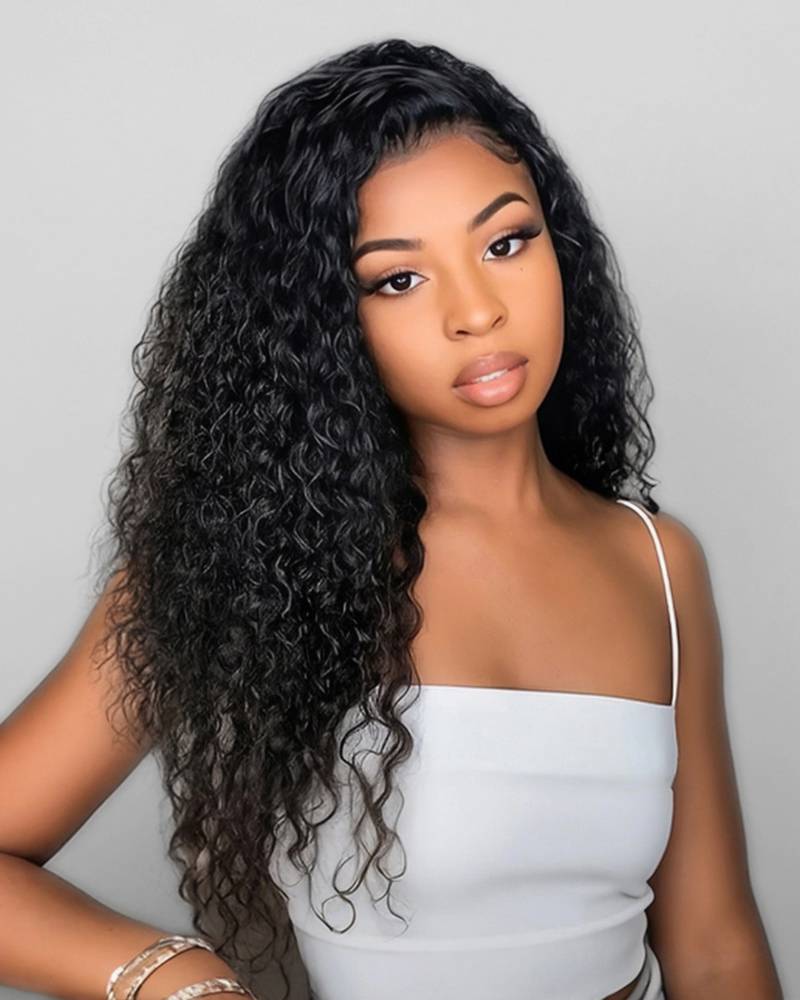 Arabella 6x5 Invisible Knots Glueless Jerry Curly Wig Pre-cut Lace Natural Black Beginner Friendly