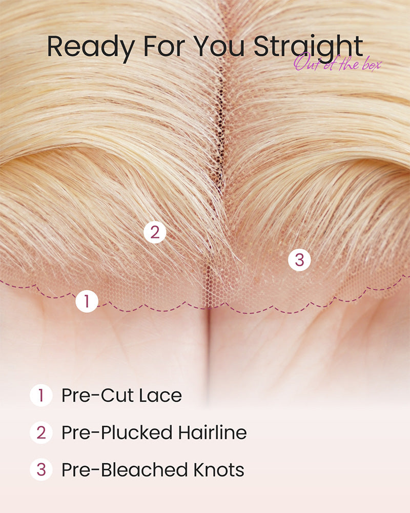 【$299 = 2 WIGS】Arabella 6x5 invisible knots Glueless 613 Blonde Silky Straight Bob Wig Pre-cut Lace Beginner Friendly