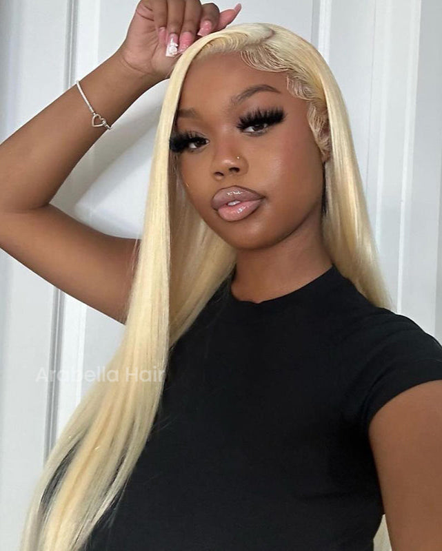 Arabella 【30" Super Sale】 6x5 invisible knots & 13x4 Frontal Lace 613 Blonde Straight Wig Invisible Knots