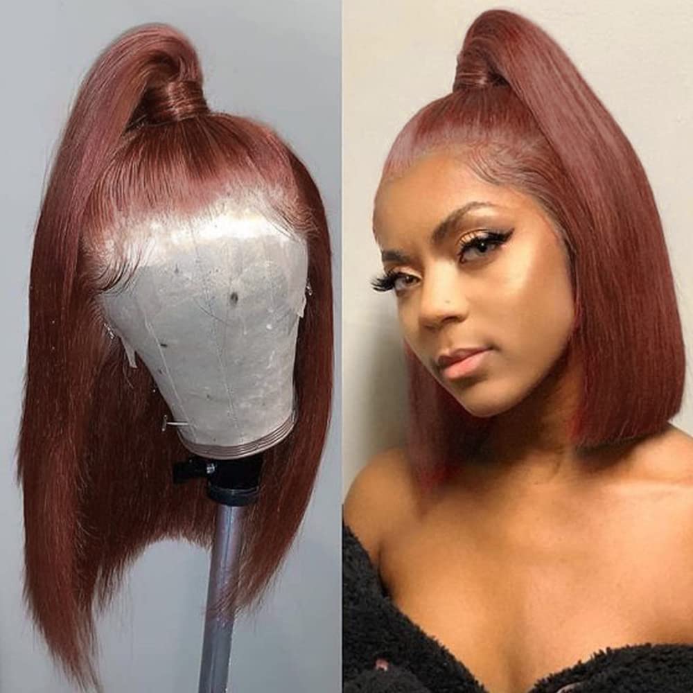 Arabella 6x5 Invisible Knots & 13x4 Frontal Lace Reddish Brown Straight Bob Wig Pre-cut Lace Beginner Friendly
