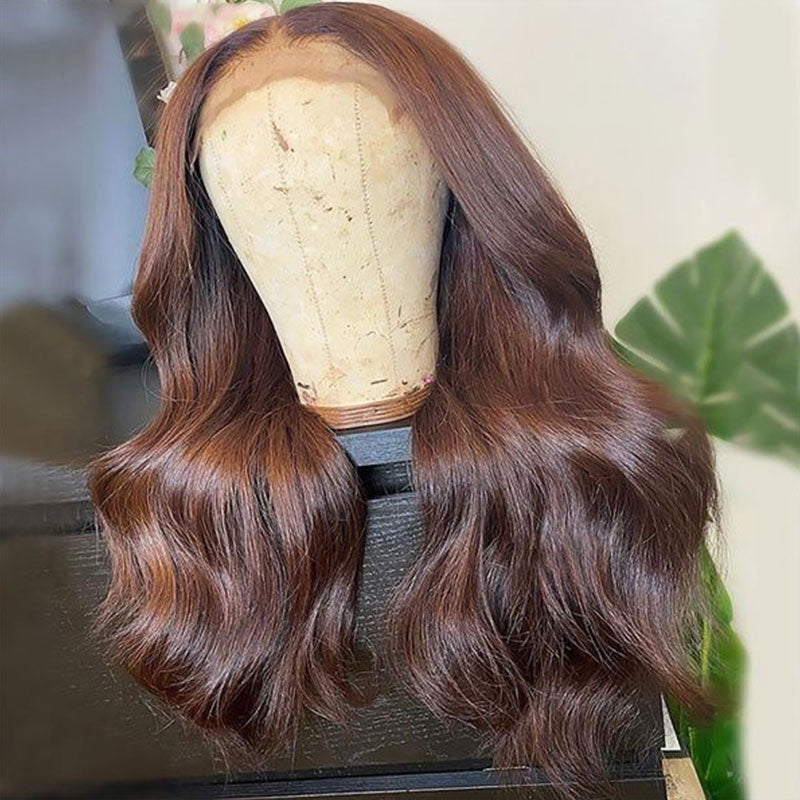 Chestnut Dark Brown Color Wig 13x6 Lace Front Wig Body Wave Human Hair Free Part