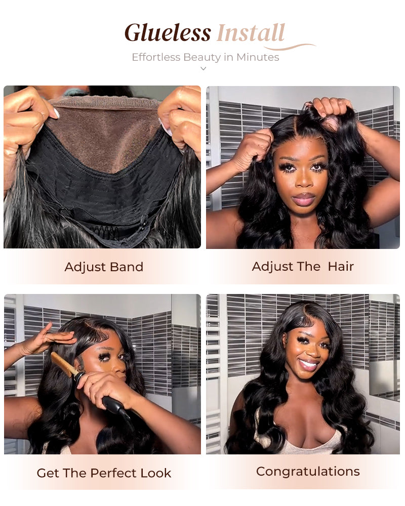 Arabella 6x5/13x4 Lace Glueless Body Wave Wig Pre-cut Lace Natural Black Beginner Friendly