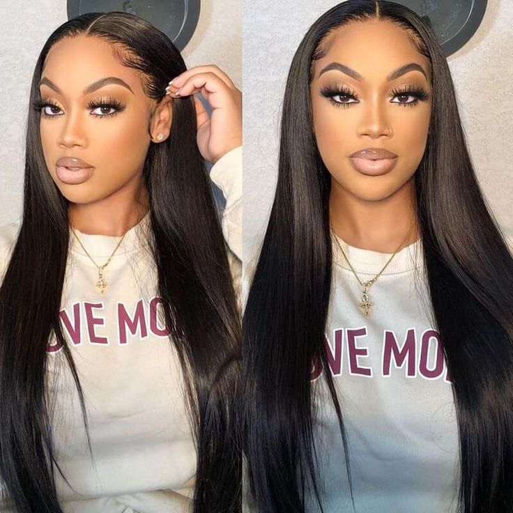 Pre-Cut 13x4 Glueless Lace Front Straight Wear&Go Upgrade HD Lace Natural Black Human Hair Wig Beginner-Friendly