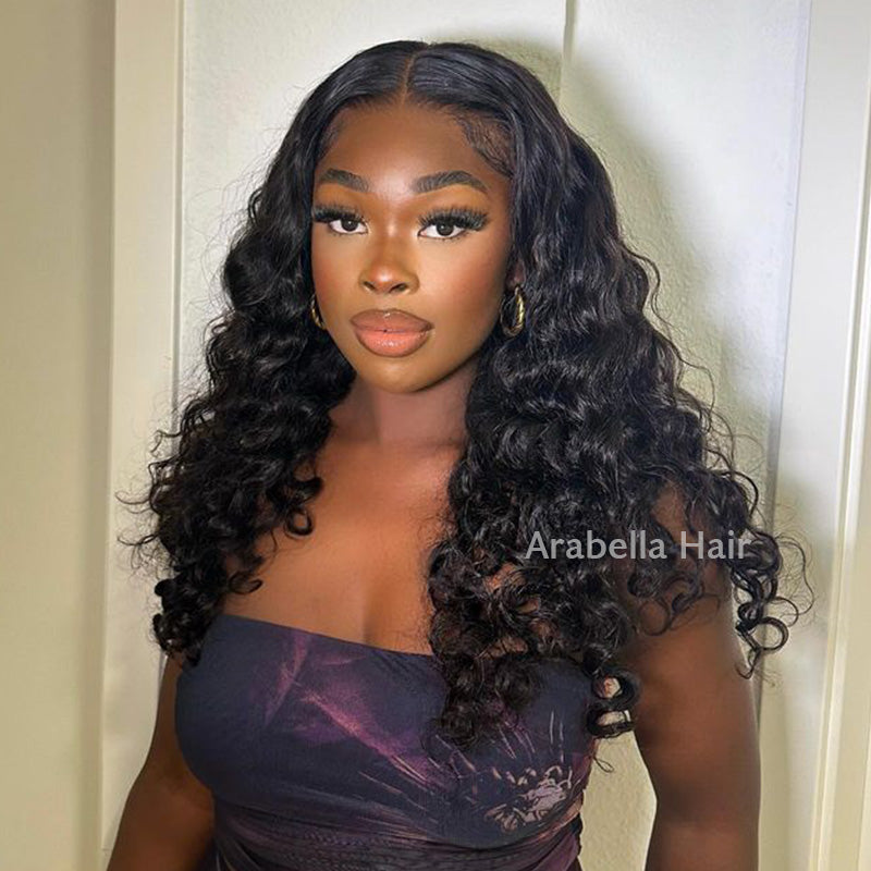Model Wearing Curly Wig
