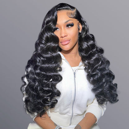 13x6 Lace Frontal Loose Wave Natural Black Human Hair Wig - Arabella Hair