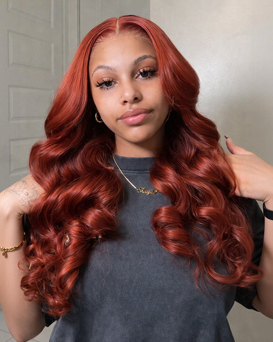 $100-$50 | Arabella 13x6 Pre-Everything Glueless/6x5 Invisible Knots Reddish Brown Loose Body Wave Wig