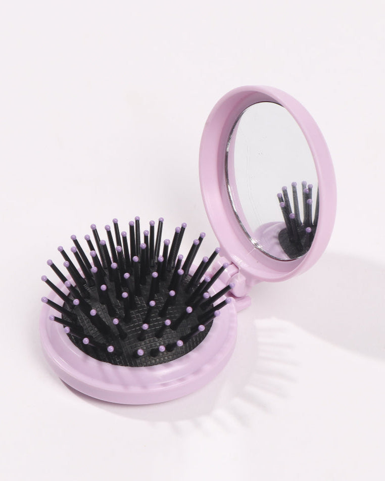 Arabella Folding Travel Hair Brush with Mirror