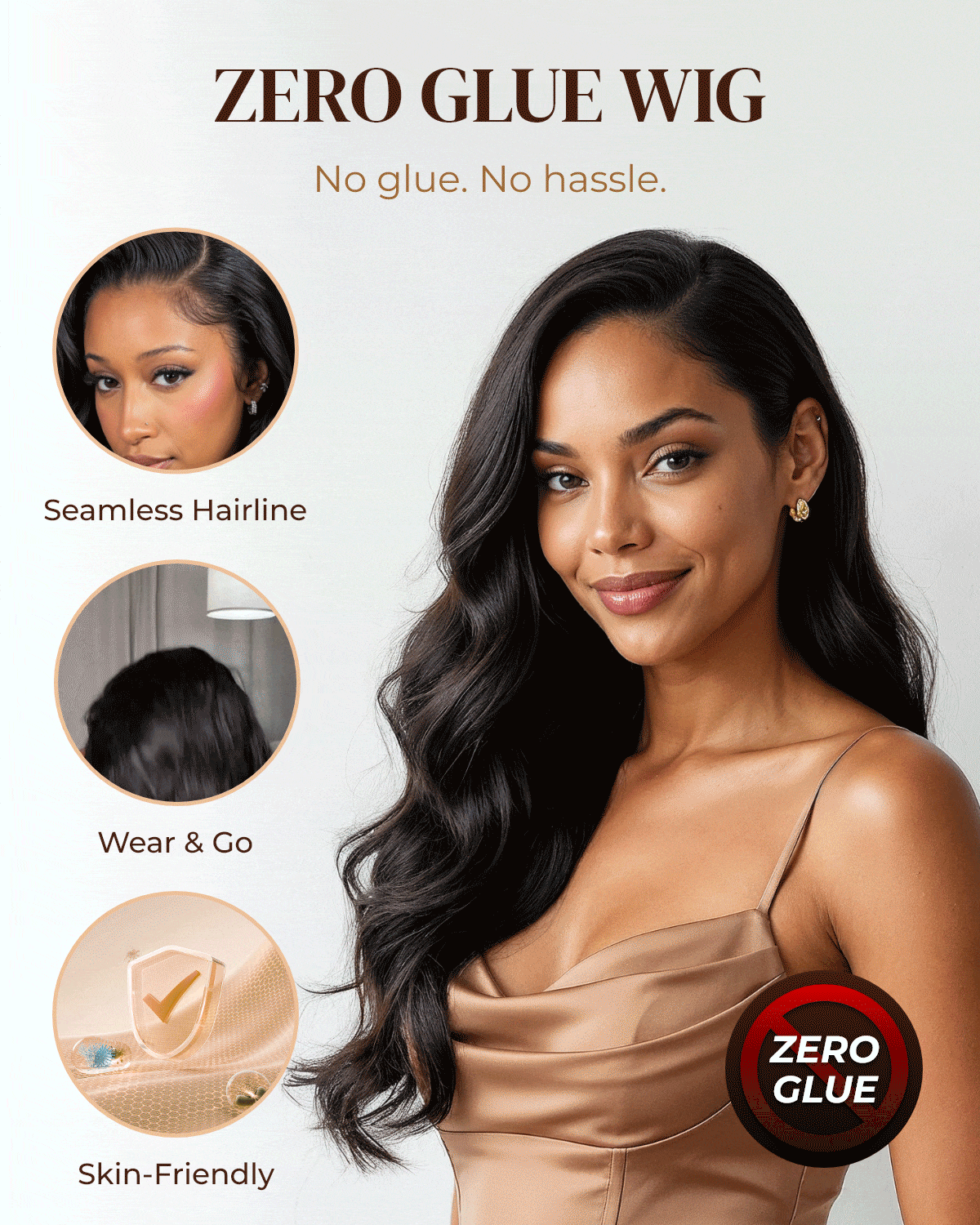 Arabella Glueless Wig | Zero Glue, Wear‑and‑Go Human Hair, Skin‑Friendly Comfort