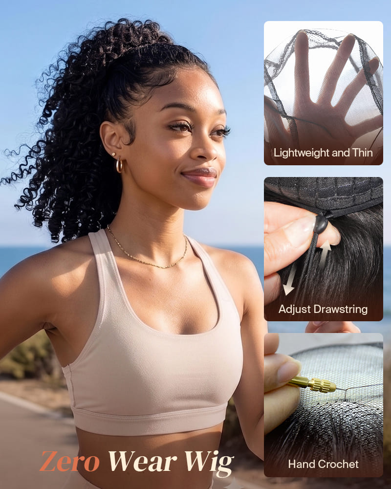 Arabella 13x5 Lace Glueless Jerry Curly Bob Wig With Pre-Cut Lace Invisible Knots Natural Black Virgin Hair Wig