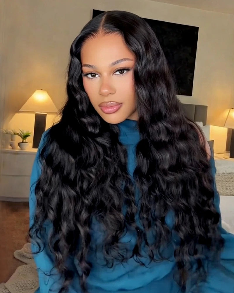 Arabella 13x6 Three-Go™ Glueless Extra Long Wig Bohemian Curl With Drawstring Natural Black 100% Human Hair Wig