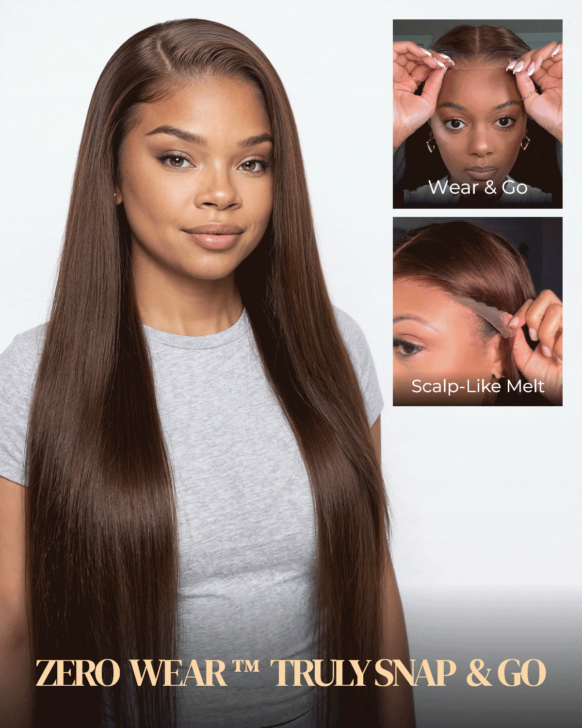 Arabella Zerowear™ HD Lace Chocolate Brown Glueless Wig Silky Straight With Drawstring 100% Human Hair Wig