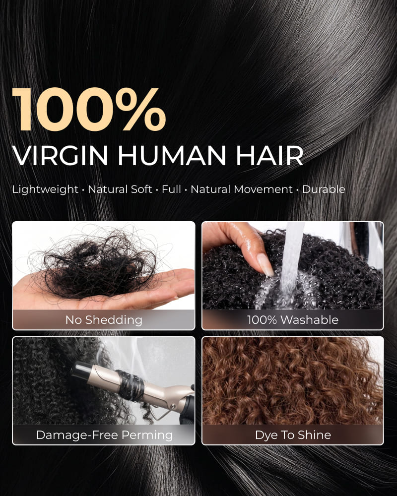 Arabella Jerry Curly with Burmese Curly Ponytail Natural Black Hair Extensions Instant Volume 100% Human Hair