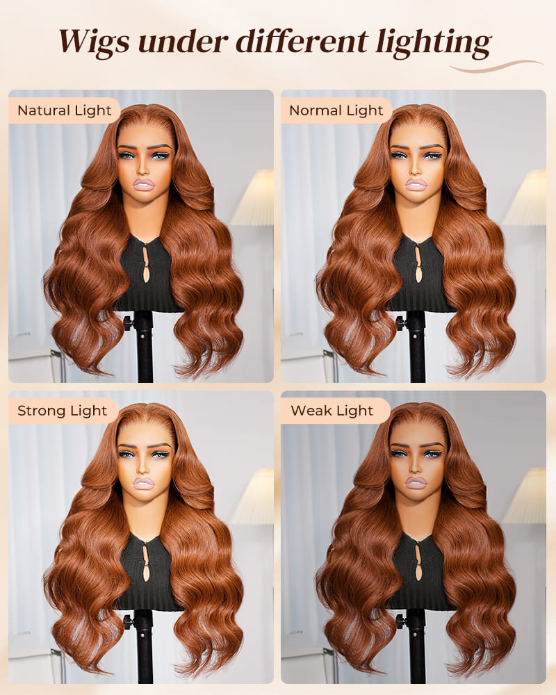 Arabella 13x6/6x5 Lace Three-Go™ Dark Copper Ginger Glueless Wig Loose Body Wave With Drawstring 100% Human Hair Wig