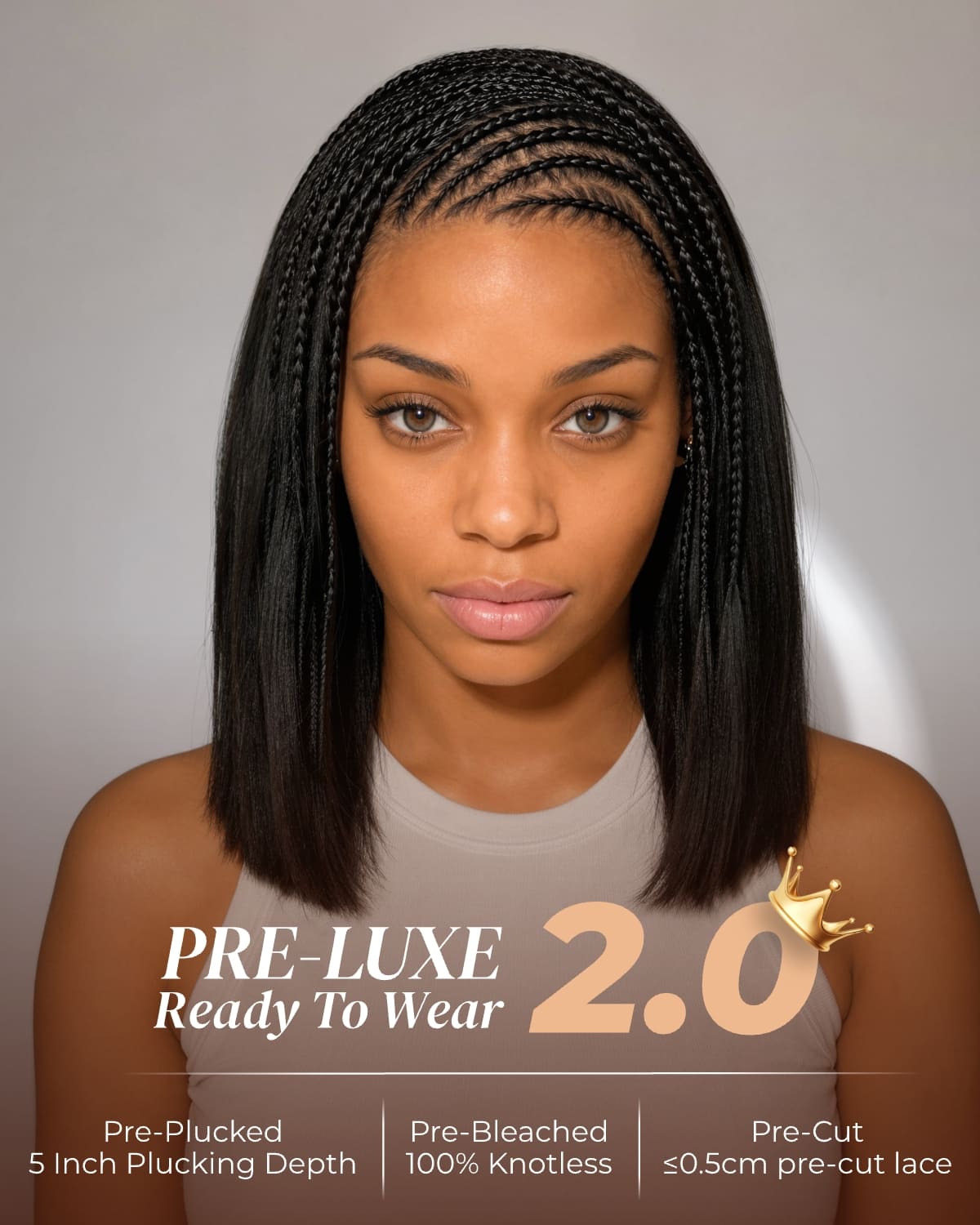Arabella Fulani Cornrow Braids Wig Tyla Braided Bob Natural Black 13x5 Lace Frontal Straight Bob Wig