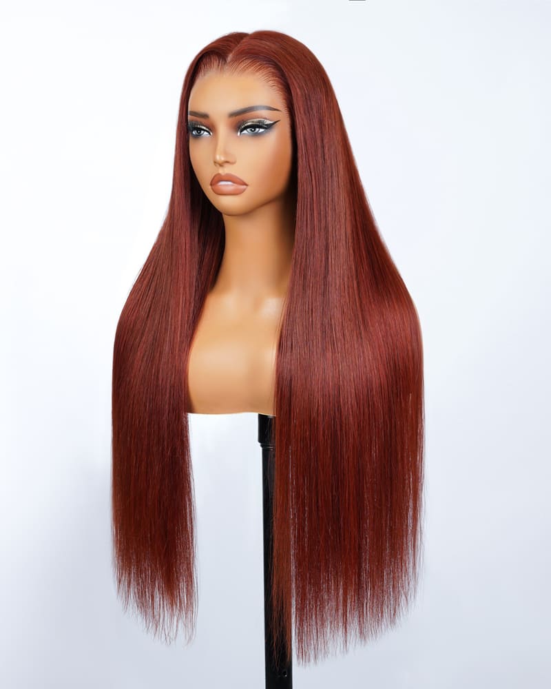 Arabella 13x6 Three-Go™ Reddish Brown Glueless Wig Straight With Drawstring 100% Human Hair Wig
