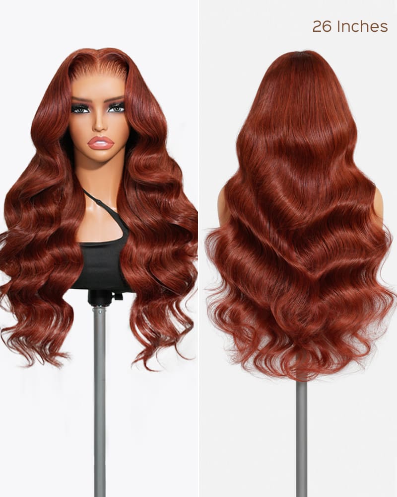 Arabella 13x6 Three-Go™ Reddish Brown Glueless Wig Loose Body Wave With Drawstring 100% Human Hair Wig