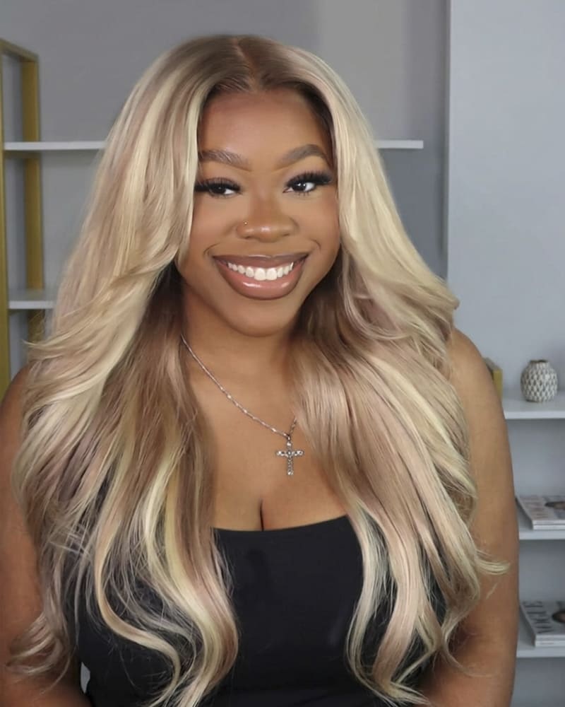 Arabella 6x5 invisible knots Glueless Loose Body Wave Wig Pre-cut Lace Brown Blonde Ombre Beginner Friendly