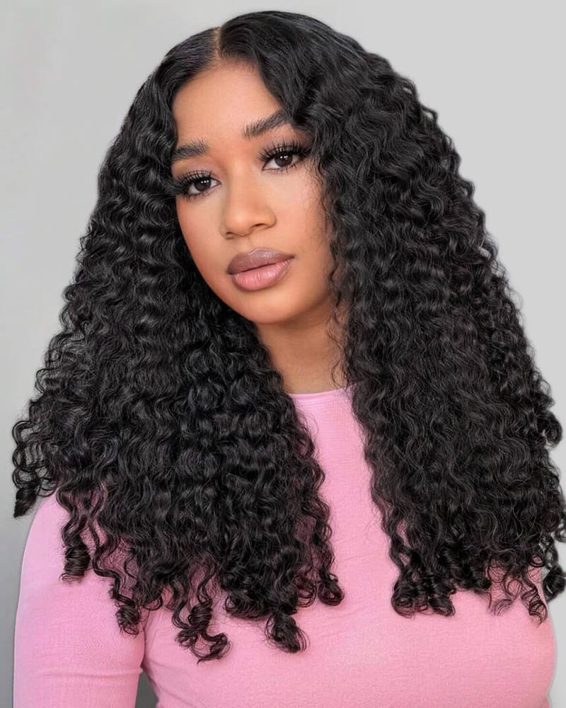 Arabella 13x6 Three-Go™ Natural Black Glueless Wig Jerry Curly with Burmese Curly With Drawstring 100% Human Hair Wig