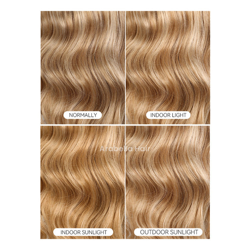 Arabella 13x4 Frontal Lace & 6x5 Invisible Knots Glueless Blonde Khaki Highlight Body Wave Wig Invisible Knots