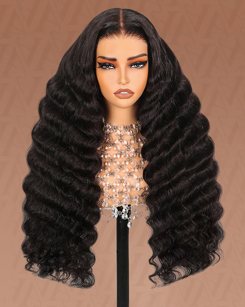 【$299 = 2 WIGS】Arabella 13x6 Three-Go™ Glueless Wig Loose Deep Wave With Drawstring Natural Black 100% Human Hair Wig