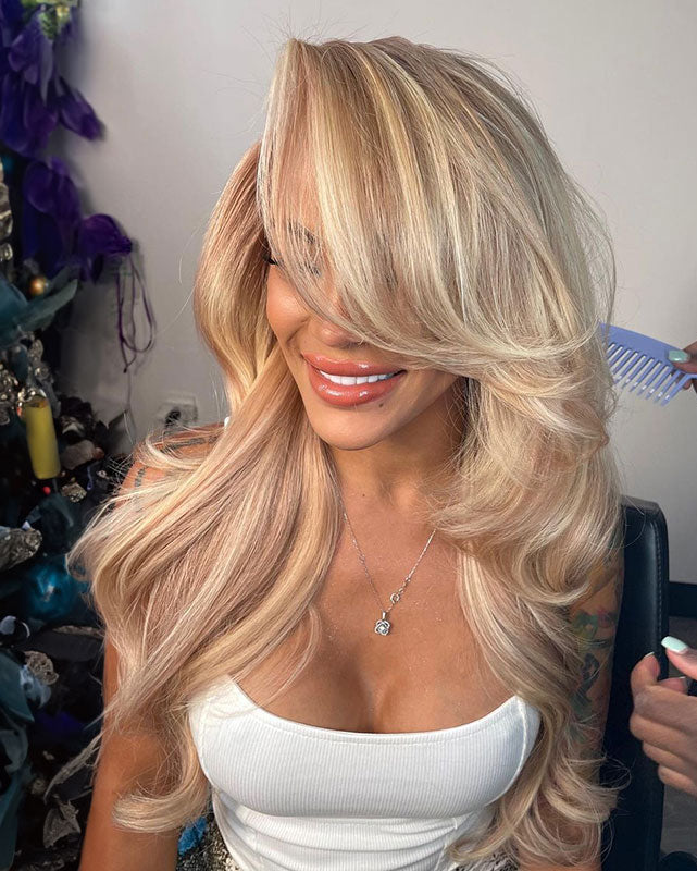 Arabella 13x6 Three-Go™ Glueless Blonde Highlight Loose Body Wave/Silky Straight Wig With Drawstring For Beginner