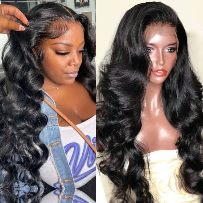 HD Lace 15A Top Hair Grade 4x4/5x5 Lace Closure Wig Natural Black Color Human Hair Wig BodyWave Style