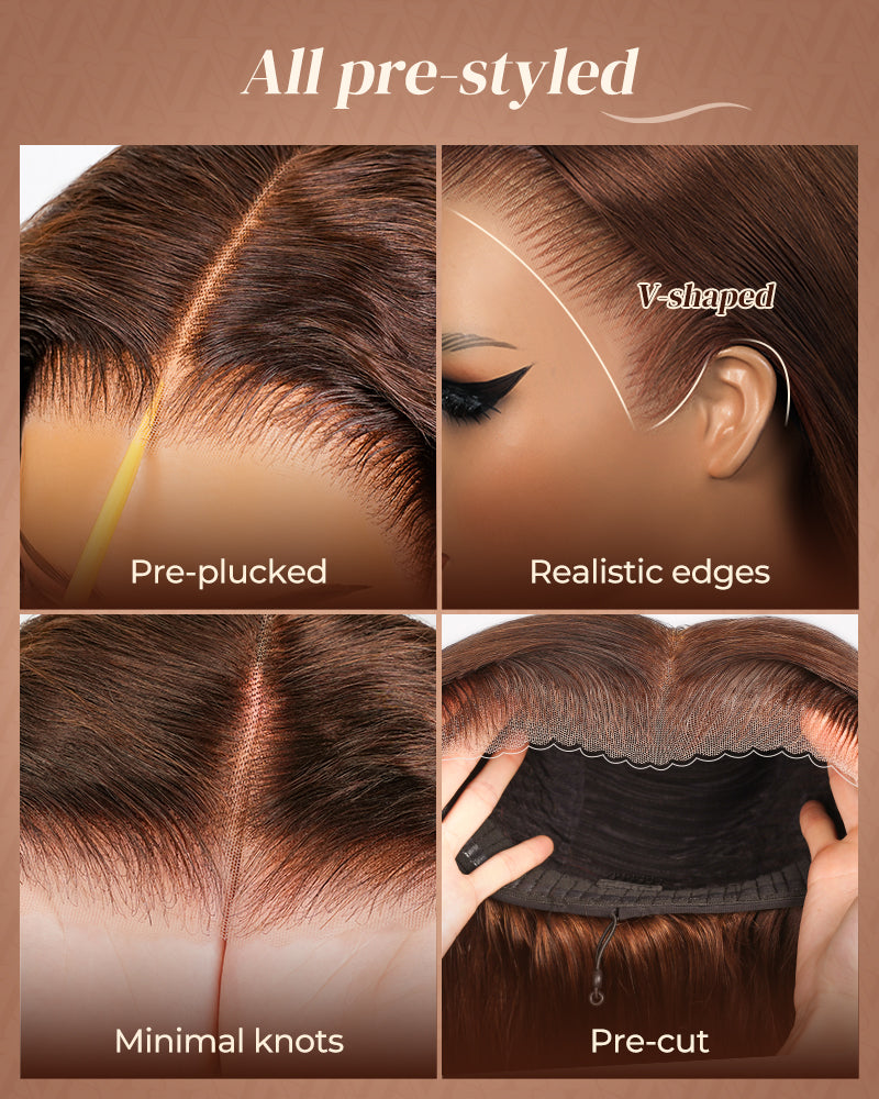 Chestnut Brown Ombre Water Wave Wig